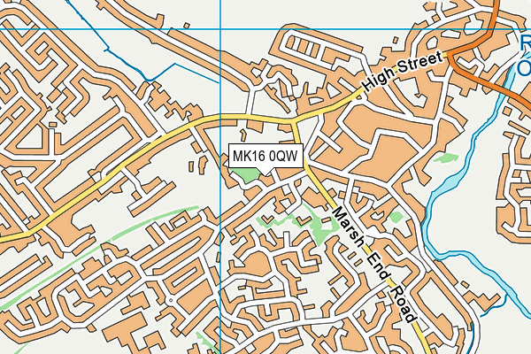 MK16 0QW map - OS VectorMap District (Ordnance Survey)