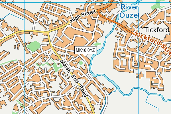MK16 0YZ map - OS VectorMap District (Ordnance Survey)