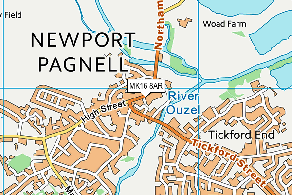 MK16 8AR map - OS VectorMap District (Ordnance Survey)