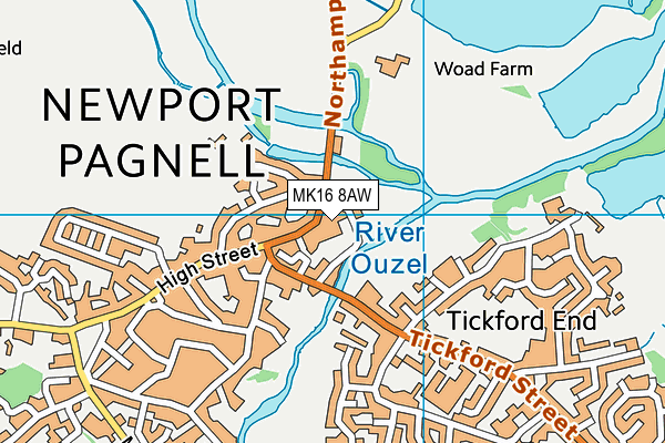 MK16 8AW map - OS VectorMap District (Ordnance Survey)