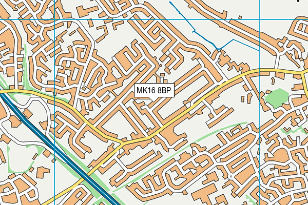 MK16 8BP map - OS VectorMap District (Ordnance Survey)