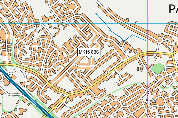 MK16 8BS map - OS VectorMap District (Ordnance Survey)