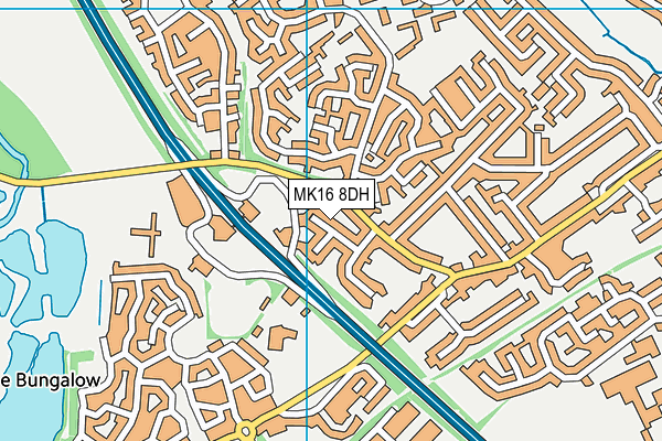 MK16 8DH map - OS VectorMap District (Ordnance Survey)