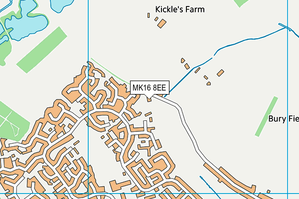 MK16 8EE map - OS VectorMap District (Ordnance Survey)