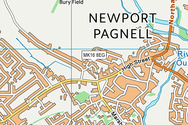 MK16 8EG map - OS VectorMap District (Ordnance Survey)