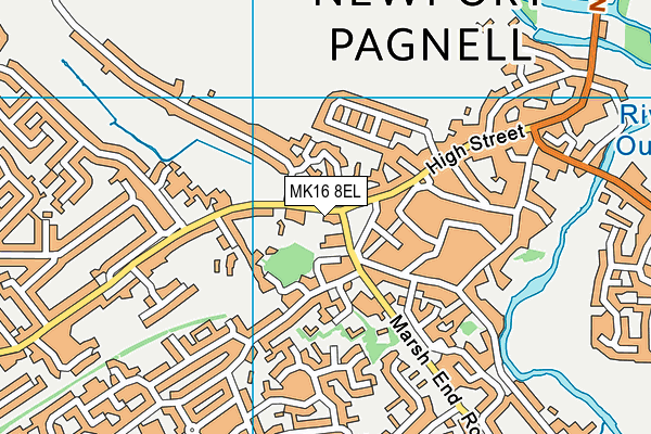 MK16 8EL map - OS VectorMap District (Ordnance Survey)