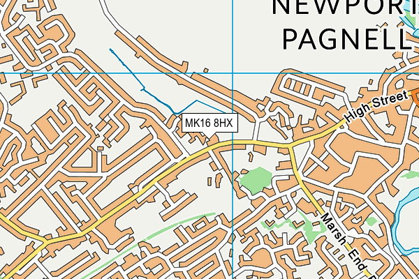 Newport Pagnell Youth Club map (MK16 8HX) - OS VectorMap District (Ordnance Survey)