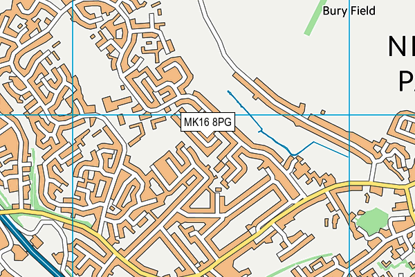 MK16 8PG map - OS VectorMap District (Ordnance Survey)