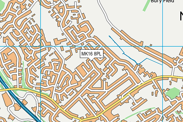 MK16 8PL map - OS VectorMap District (Ordnance Survey)