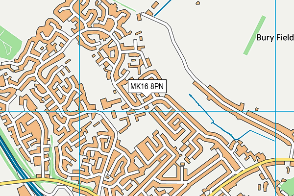 MK16 8PN map - OS VectorMap District (Ordnance Survey)