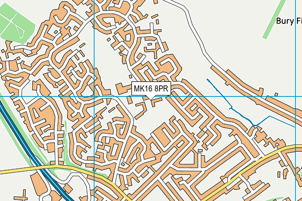 MK16 8PR map - OS VectorMap District (Ordnance Survey)