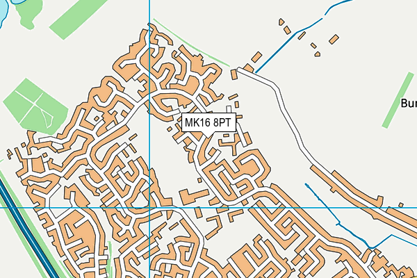 MK16 8PT map - OS VectorMap District (Ordnance Survey)