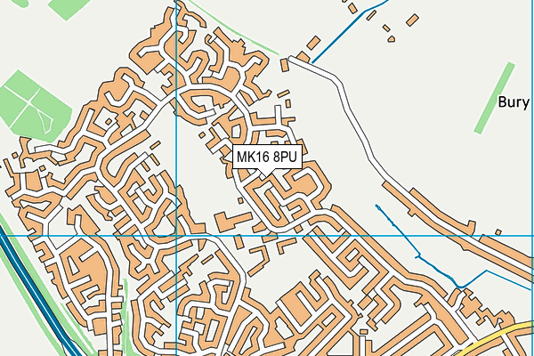 MK16 8PU map - OS VectorMap District (Ordnance Survey)