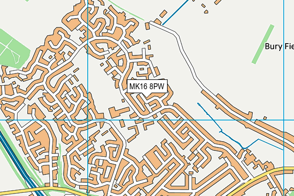 MK16 8PW map - OS VectorMap District (Ordnance Survey)