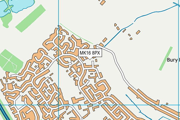 MK16 8PX map - OS VectorMap District (Ordnance Survey)