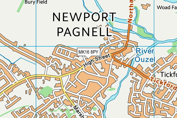 MK16 8PY map - OS VectorMap District (Ordnance Survey)