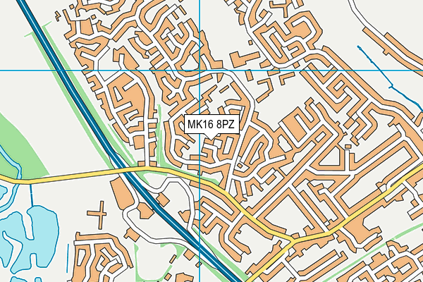 MK16 8PZ map - OS VectorMap District (Ordnance Survey)