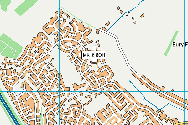 MK16 8QH map - OS VectorMap District (Ordnance Survey)