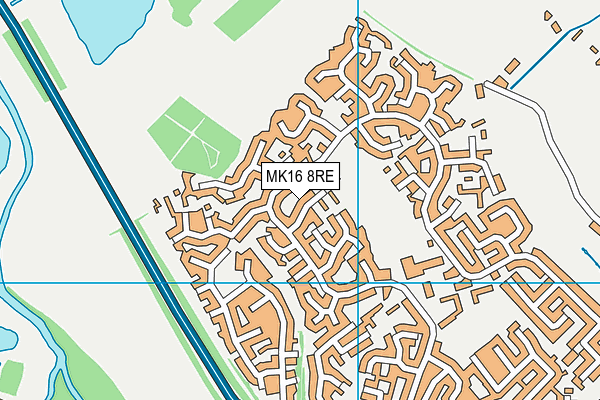 MK16 8RE map - OS VectorMap District (Ordnance Survey)