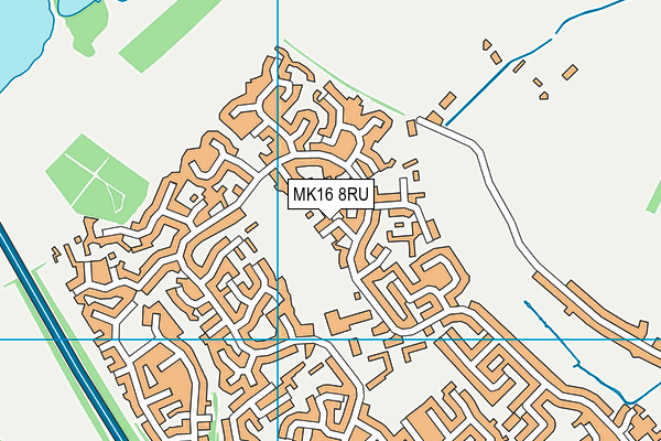 MK16 8RU map - OS VectorMap District (Ordnance Survey)