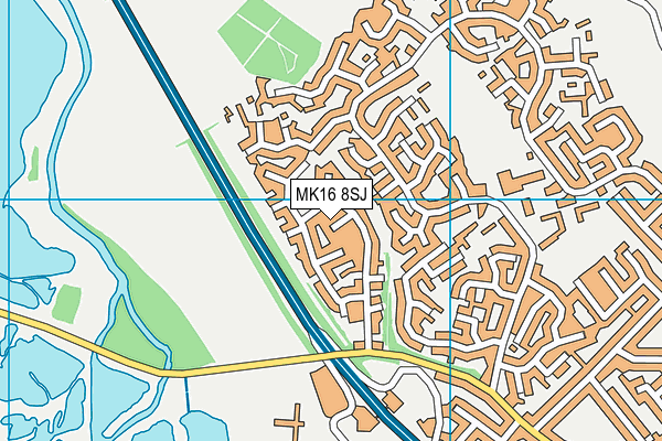 MK16 8SJ map - OS VectorMap District (Ordnance Survey)