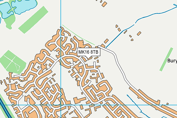 MK16 8TB map - OS VectorMap District (Ordnance Survey)