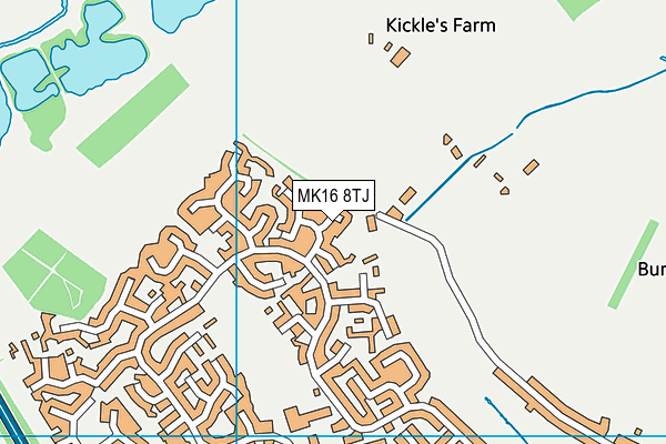 MK16 8TJ map - OS VectorMap District (Ordnance Survey)