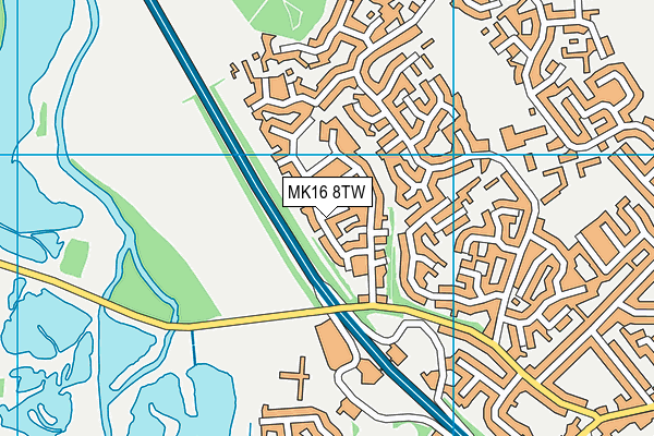 MK16 8TW map - OS VectorMap District (Ordnance Survey)
