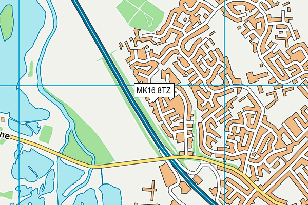 MK16 8TZ map - OS VectorMap District (Ordnance Survey)