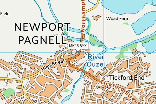 MK16 8YX map - OS VectorMap District (Ordnance Survey)