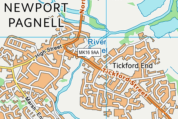 MK16 9AA map - OS VectorMap District (Ordnance Survey)