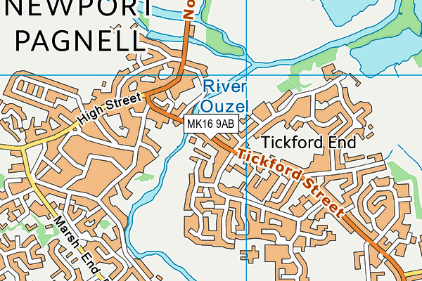 MK16 9AB map - OS VectorMap District (Ordnance Survey)