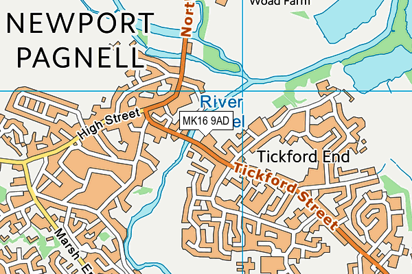 MK16 9AD map - OS VectorMap District (Ordnance Survey)