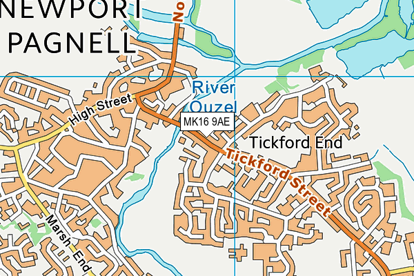 MK16 9AE map - OS VectorMap District (Ordnance Survey)