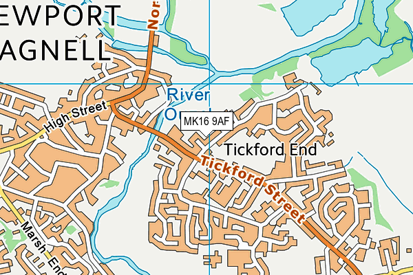 MK16 9AF map - OS VectorMap District (Ordnance Survey)