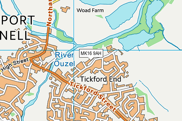 MK16 9AH map - OS VectorMap District (Ordnance Survey)