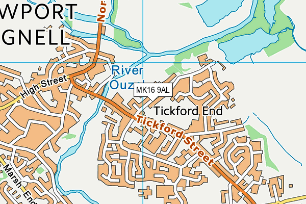 MK16 9AL map - OS VectorMap District (Ordnance Survey)