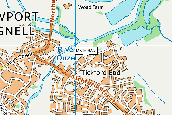 MK16 9AQ map - OS VectorMap District (Ordnance Survey)