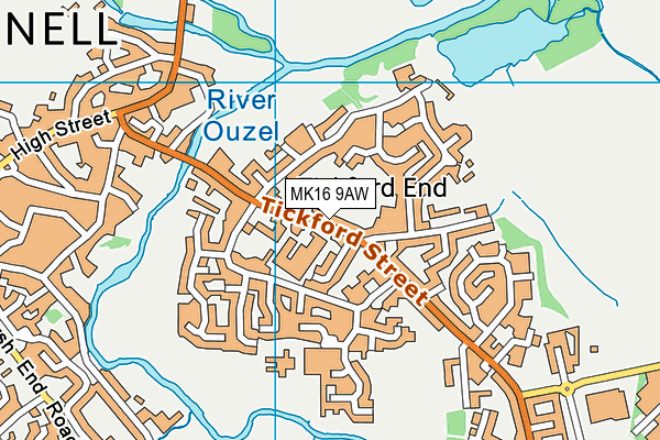 MK16 9AW map - OS VectorMap District (Ordnance Survey)