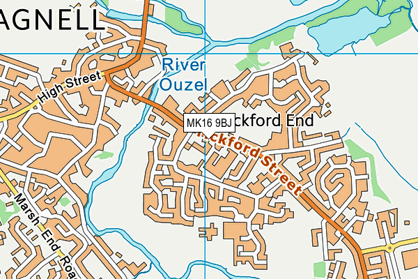 MK16 9BJ map - OS VectorMap District (Ordnance Survey)