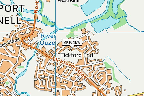 MK16 9BW map - OS VectorMap District (Ordnance Survey)