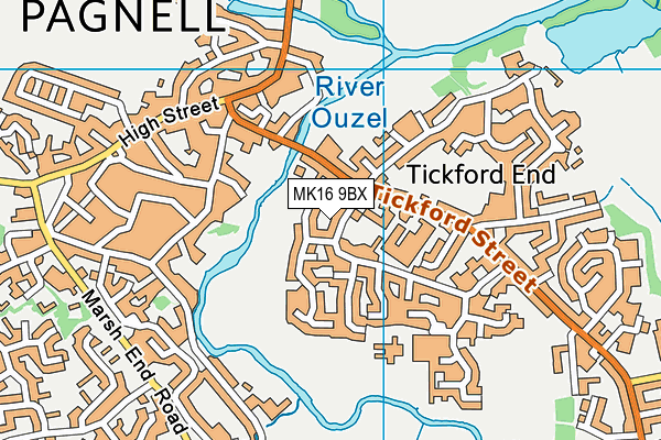 MK16 9BX map - OS VectorMap District (Ordnance Survey)