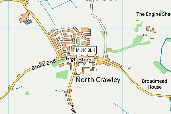 North Crawley Recreation Ground map (MK16 9LH) - OS VectorMap District (Ordnance Survey)