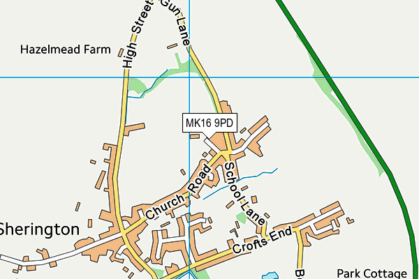 MK16 9PD map - OS VectorMap District (Ordnance Survey)