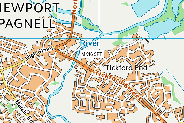 MK16 9PT map - OS VectorMap District (Ordnance Survey)