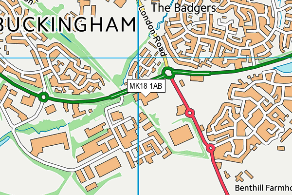 MK18 1AB map - OS VectorMap District (Ordnance Survey)