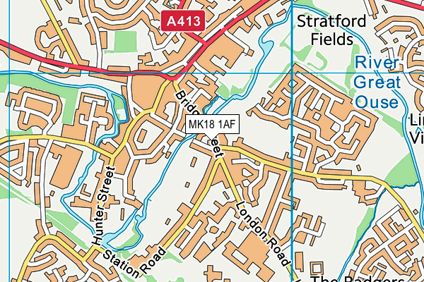 MK18 1AF map - OS VectorMap District (Ordnance Survey)