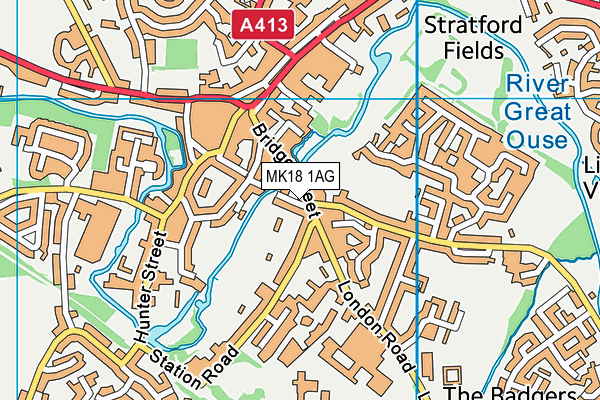 MK18 1AG map - OS VectorMap District (Ordnance Survey)