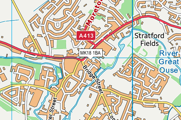 MK18 1BA map - OS VectorMap District (Ordnance Survey)