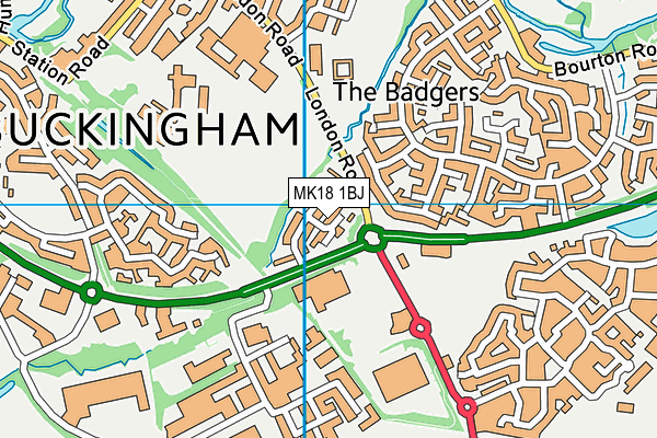 MK18 1BJ map - OS VectorMap District (Ordnance Survey)